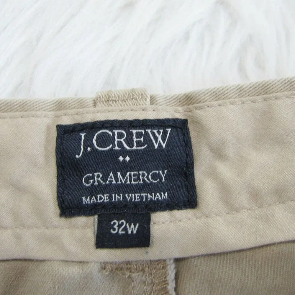 J. Crew Gramercy Men's Chino Flat Front Light Beige Shorts Size 32W 9